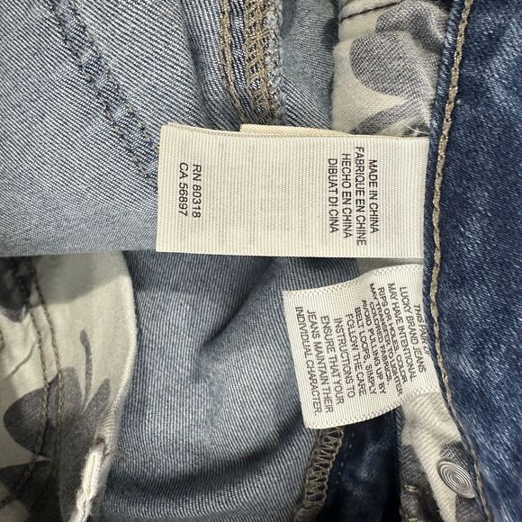 lucky brand lolita skinny jeans floral embroidered distressed raw hem Size 27 - Picture 5 of 6